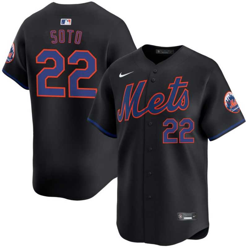 Men's New York Mets #22 Juan Soto Black 2024 Alternate Limited Stitched Jersey Dzhi,We sell and wholesale Men's New York Mets #22 Juan Soto Black 2024 Alternate Limited Stitched Jersey Dzhi on line form chian!